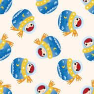 Matryoshka Russian traditional wooden doll cartoon seamless pattern background N29