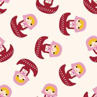 Matryoshka Russian traditional wooden doll cartoon seamless pattern background N31