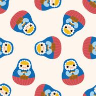 Matryoshka Russian traditional wooden doll cartoon seamless pattern background N32