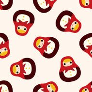 Matryoshka Russian traditional wooden doll cartoon seamless pattern background N33