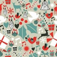 Christmas icons seamless pattern