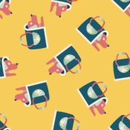 Pet dog travel cage flat icon eps10 seamless pattern background