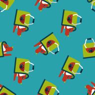 Pet dog travel cage flat icon eps10 seamless pattern background N3