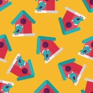 Pet bird house flat icon eps10 seamless pattern background