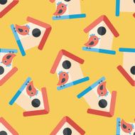Pet bird house flat icon eps10 seamless pattern background N2