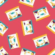 Pet fish flat icon eps10 seamless pattern background N6