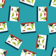 Pet fish flat icon eps10 seamless pattern background N8