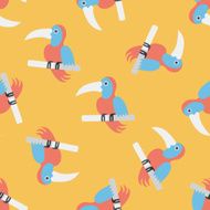 Pet parrot flat icon eps10 seamless pattern background