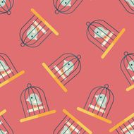 Pet bird cage flat icon eps10 seamless pattern background