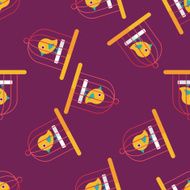 Pet bird cage flat icon eps10 seamless pattern background N2