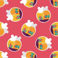 Pet goldfish bowl flat icon eps10 seamless pattern background