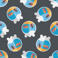 Pet goldfish bowl flat icon eps10 seamless pattern background N2