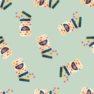 Pet fish feed flat icon eps10 seamless pattern background