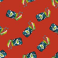 Pet fish feed flat icon eps10 seamless pattern background N3