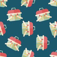 Pet dog travel cage flat icon eps10 seamless pattern background N4