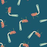 kitchenware spaghetti spoon flat icon eps10 seamless pattern background