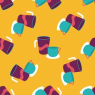 kitchenware cup flat icon eps10 seamless pattern background