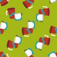 kitchenware cup flat icon eps10 seamless pattern background N3