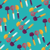 kitchenware spatula flat icon eps10 seamless pattern background N5