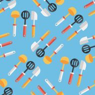 kitchenware spatula flat icon eps10 seamless pattern background N6