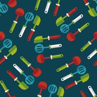 kitchenware spatula flat icon eps10 seamless pattern background N7