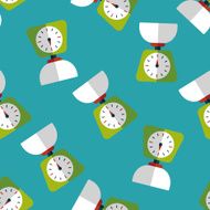 kitchenware weight scale flat icon eps10 seamless pattern background N4