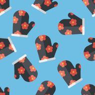 kitchenware oven mitts flat icon eps10 seamless pattern background N3