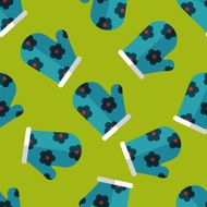 kitchenware oven mitts flat icon eps10 seamless pattern background N4