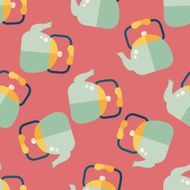 kitchenware tea pot flat icon eps10 seamless pattern background N8