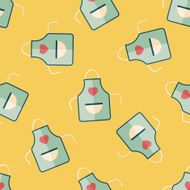 kitchenware apron flat icon eps10 seamless pattern background
