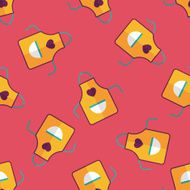 kitchenware apron flat icon eps10 seamless pattern background N2
