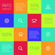 simple icons on colorful square boxes N2