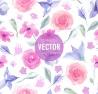 Watercolor rose seamless pattern