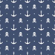 Seamless pattern with anchors and skulls