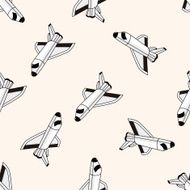 spaceship cartoon seamless pattern background N61
