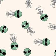 Space alien cartoon seamless pattern background N7