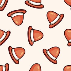 Warning cones cartoon seamless pattern background