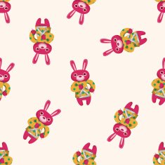 animal rabbit playing instrument cartoon seamless pattern background