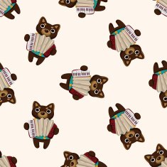 animal dog playing instrument cartoon seamless pattern background