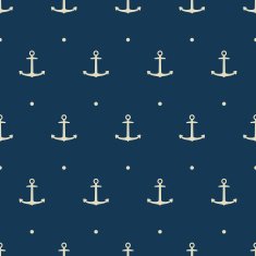 Dark blue seamless pattern with vector anchors