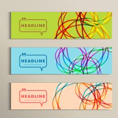 Set of color line banners for abstract design N2