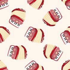 instrument accordion cartoon seamless pattern background