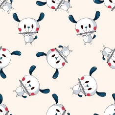 animal dog playing instrument cartoon seamless pattern background N3