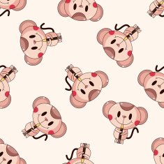 animal mouse playing instrument cartoon seamless pattern background