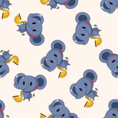 animal ephant playing instrument cartoon seamless pattern background