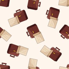Briefcase cartoon seamless pattern background