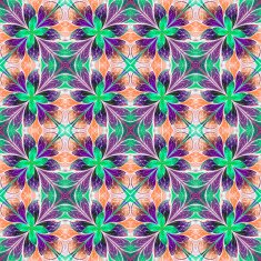Multicolored symmetrical pattern in stained-glass window style N10