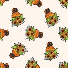 flower bouquet cartoon seamless pattern background N3