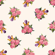 flower bouquet cartoon seamless pattern background N12
