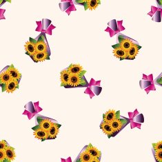 flower bouquet cartoon seamless pattern background N14